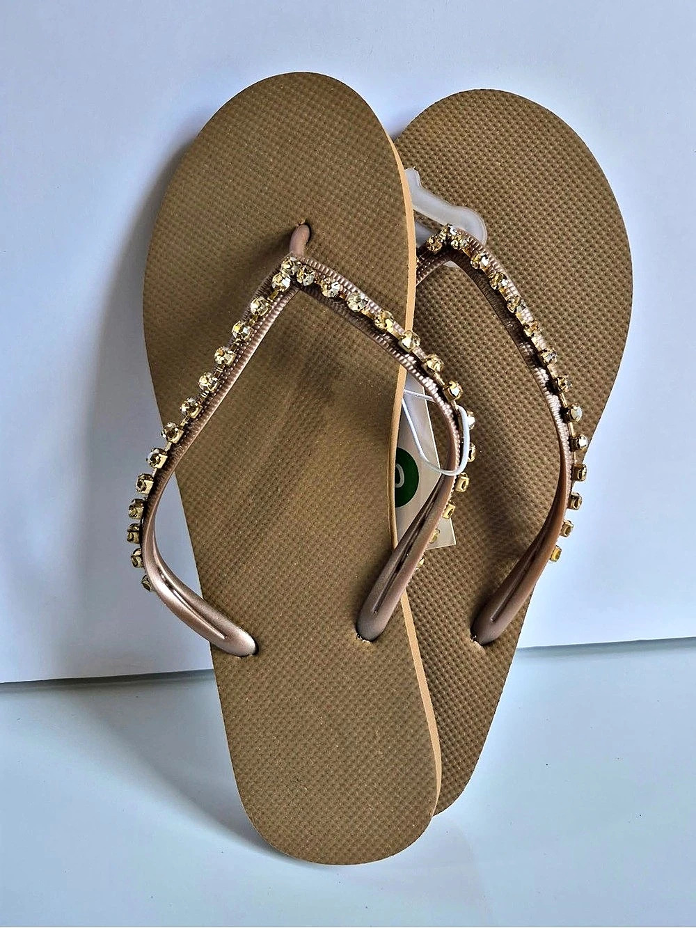 Havaianas Slim Crystal Flip Flops Brown Sandals